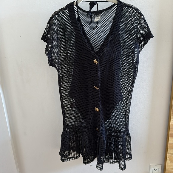 Vintage Netted Black Swim Coverup Size L - Picture 3 of 12